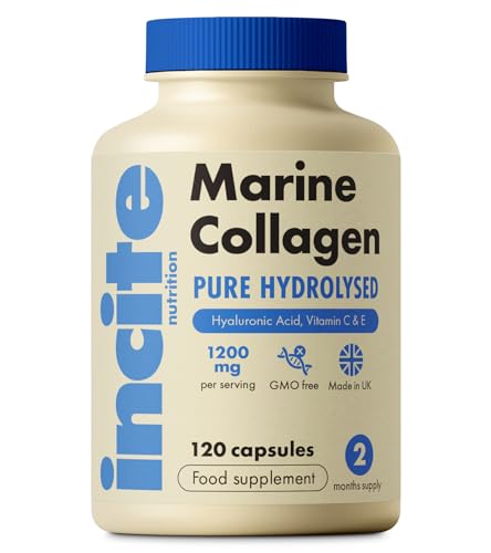 Marine Collagen Supplements for Women & Men 1200mg | 120 High Strength Marine Collagen Capsules | Pure Superior Type 1 Hydrolysed with Hyaluronic Acid, Vitamins C, E, B12, Copper, Zinc and...