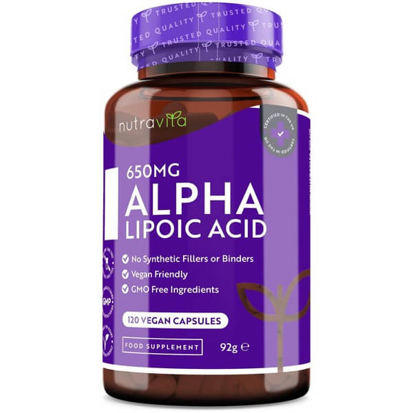 Alpha-Lipoic Acid 650mg 120 Vegan Capsules 4 Month Supply