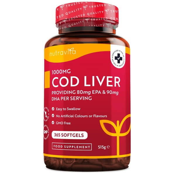 Cod Liver Oil 1000mg with Garlic Oil 365 Softgels
