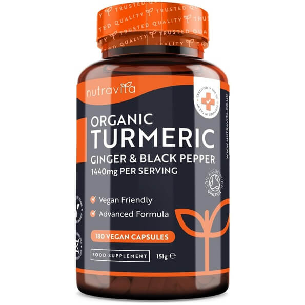 Organic Turmeric with Black Pepper & Ginger 180 Vegan Capsules