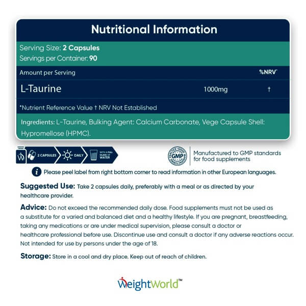 L-Taurine 1000mg for Optimal Health