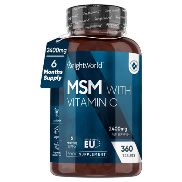 MSM 2400mg with Vitamin C for Joint & Bone Support 360 Vegan Tablets