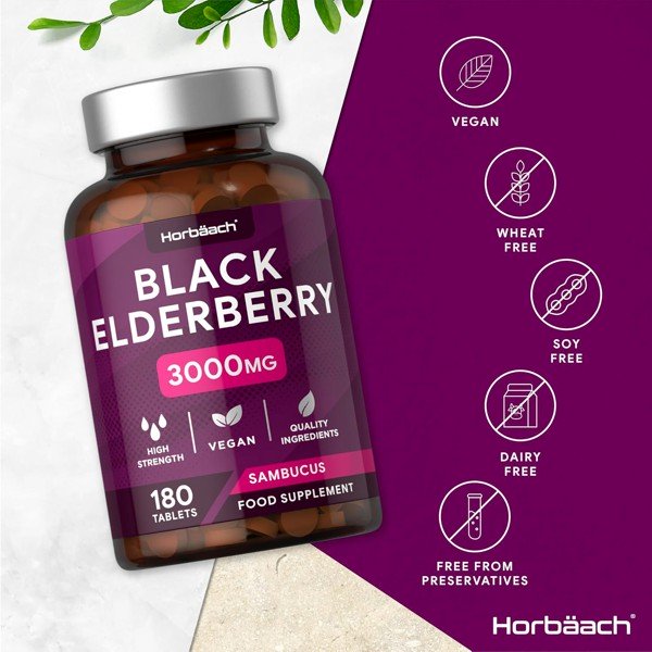 Black Elderberry Extract 180 Tablets by Horbaach