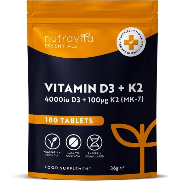 Vitamin D3 & Vitamin K2 (MK7) by Nutravita
