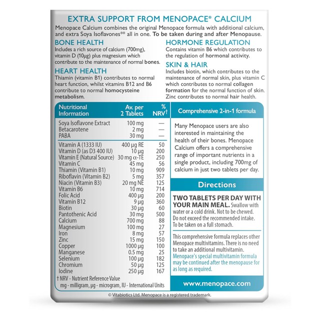 Menopace Calcium - Enhanced Menopause Support by Vitabiotics 2