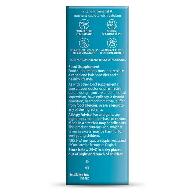 Menopace Calcium - Enhanced Menopause Support by Vitabiotics 3