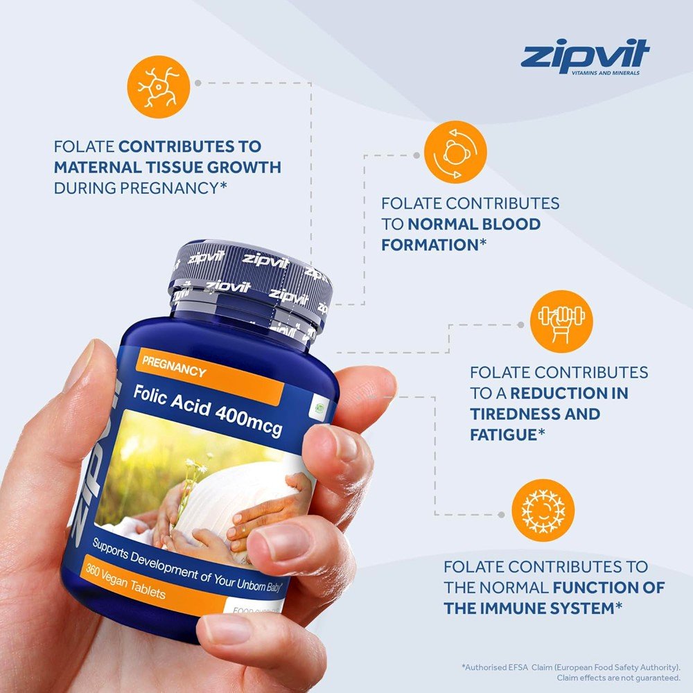 Zipvit Folic Acid 400mcg Pregnancy Support 360 Tablets 3