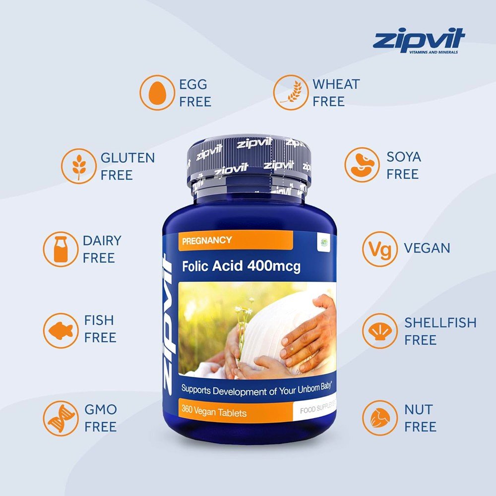 Zipvit Folic Acid 400mcg Pregnancy Support 360 Tablets 4
