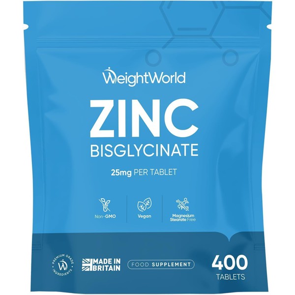 Zinc Bisglycinate 25-50mg Per Tablet, 400 Tablets